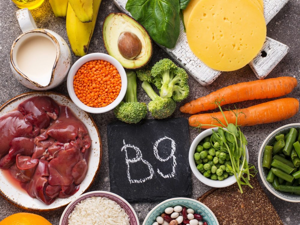Healthy products, natural sources of vitamin B9
